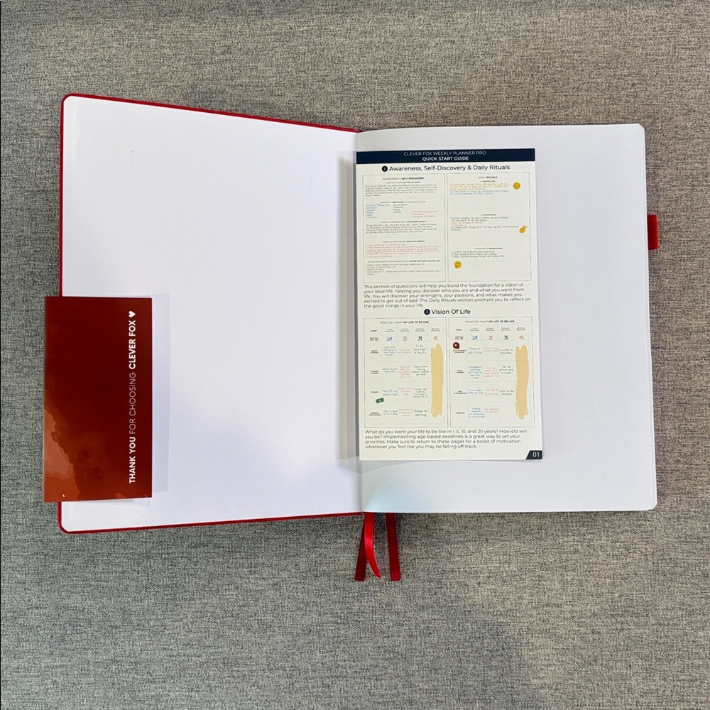 Clever Fox Planner PRO Hourly Weekly Planner - Red Leather 📕 - Picture 6 of 11